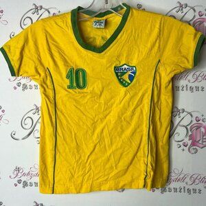 Pierim tshirt tee 10 number on back Yellow Brasil Shirt y2k baby tee style